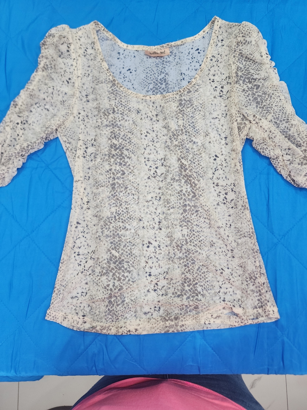 Willow Neutral Snake-Print Scoop Neck Blouse